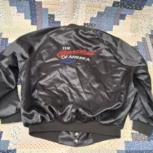 Vitnage Westark USA Chevy Satin Bomber Jacket Size XL Heartbeat of America